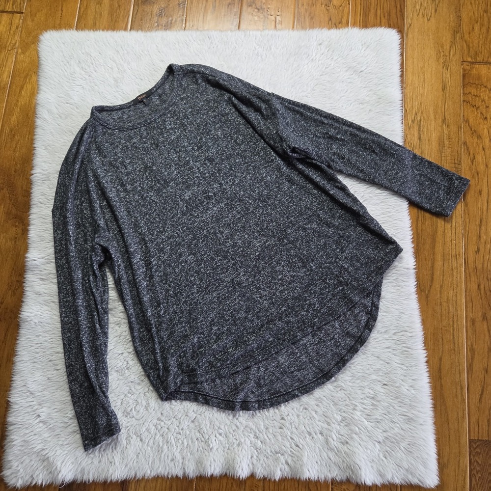 Quince Brushed Long Sleeve Lounge Tee Women's Large Gray Marl